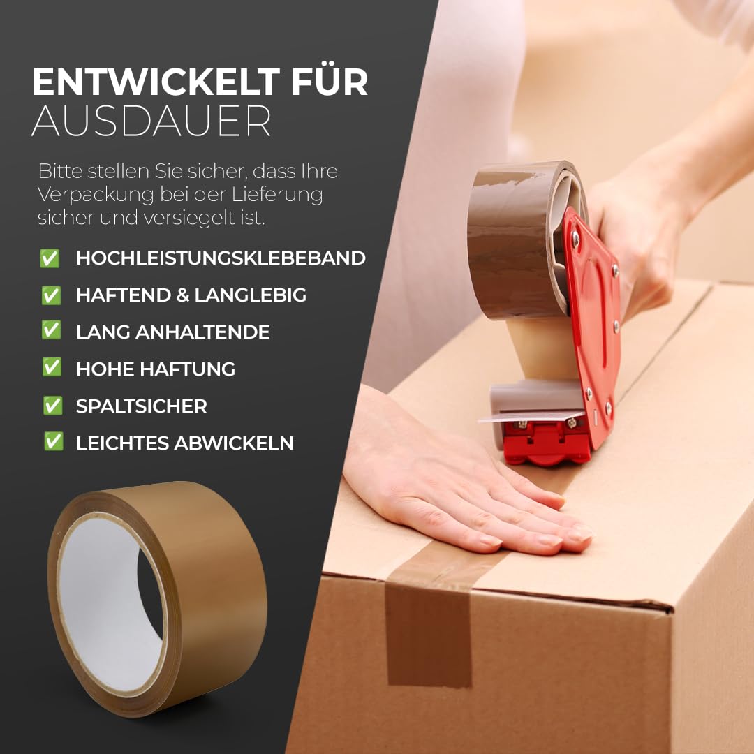 Detalle 2 de Stick Well Verpackungsklebeband (braun) – Industrieklebeband für Pakete, 6 Rollen, 48 mm x 66 m