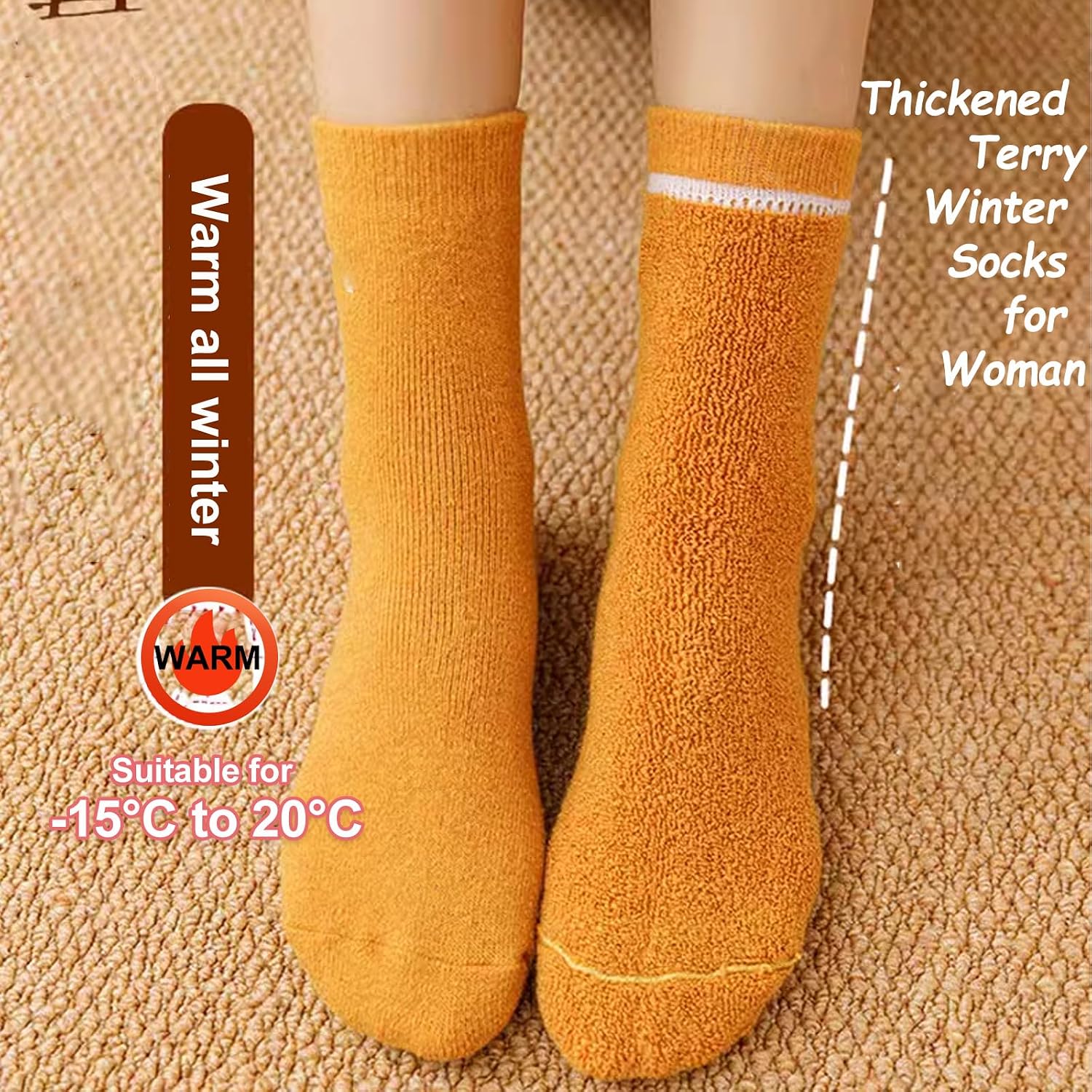 Detalle 2 de VoJoPi VJP-WS-01 Women’s Wool-Blend Thermal Boot Socks, 5 Pairs