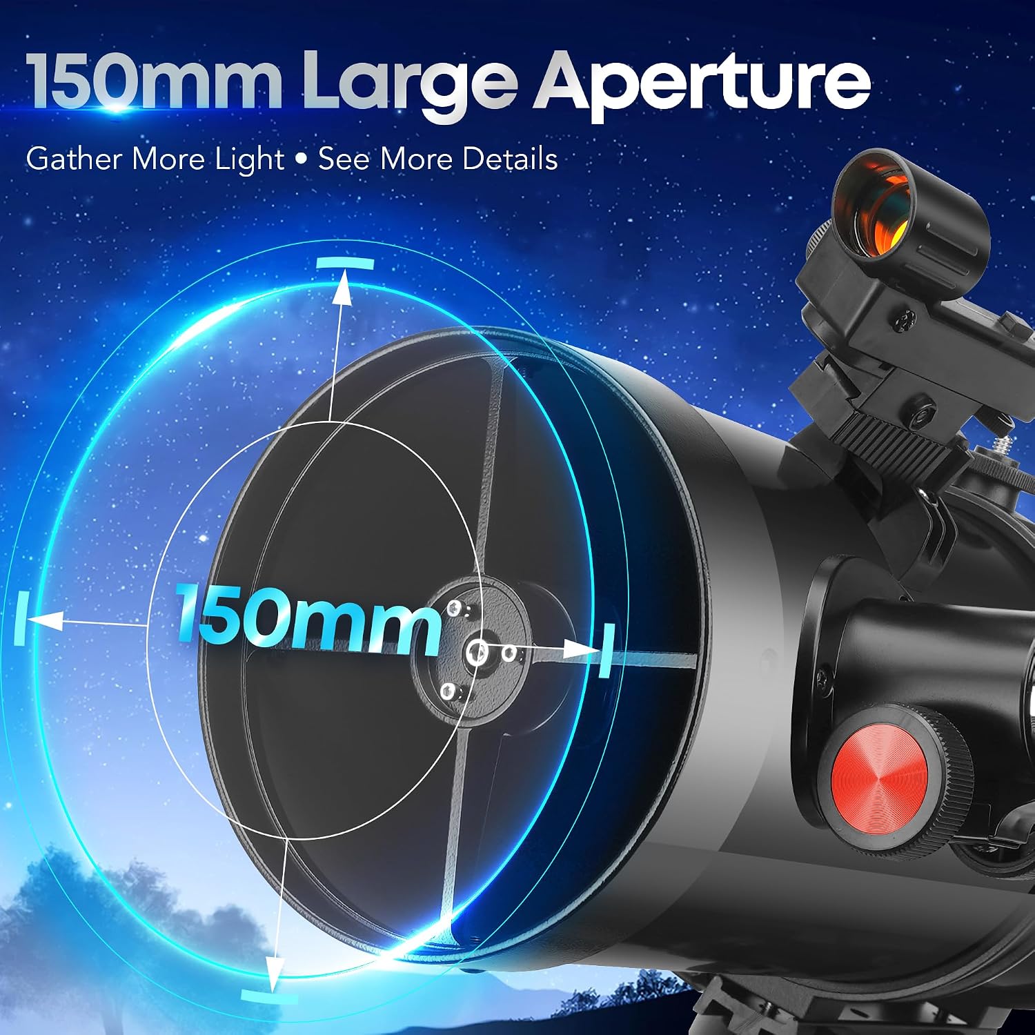 Detalle 2 de MEEZAA 150EQ Newtonian Reflector Telescope