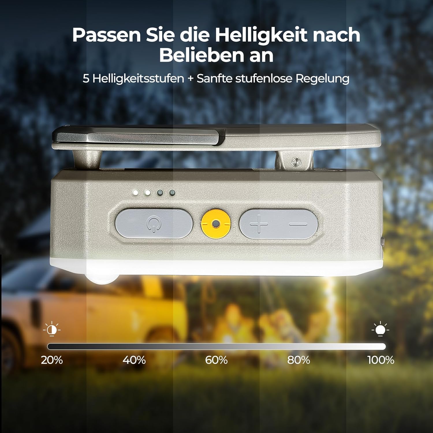 Detalle de BougeRV Lampada da campeggio con sensore – 380 lm, IP65, 3200 mAh