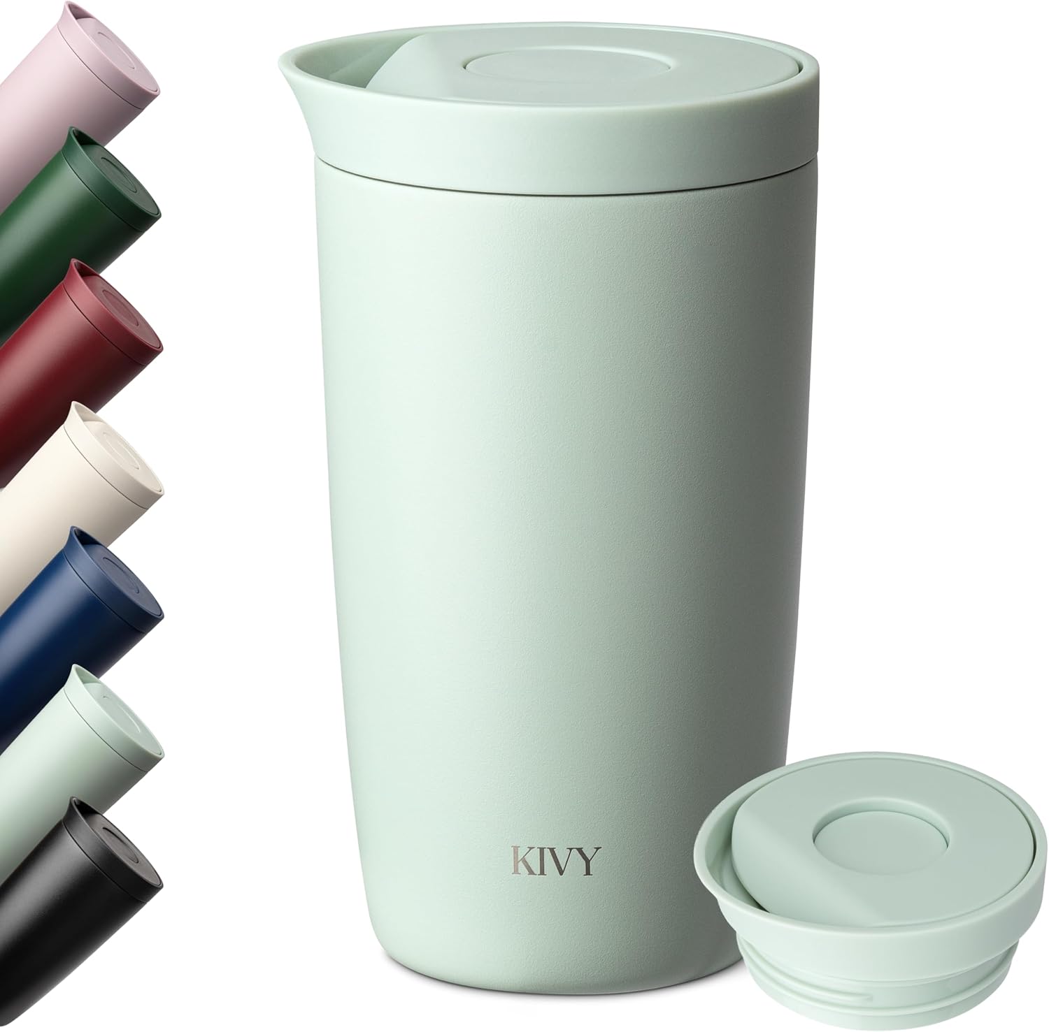 Detalle de KIVY Thermobecher 350 ml – Auslaufsicherer To-go Becher, Doppelwand-Isolierung