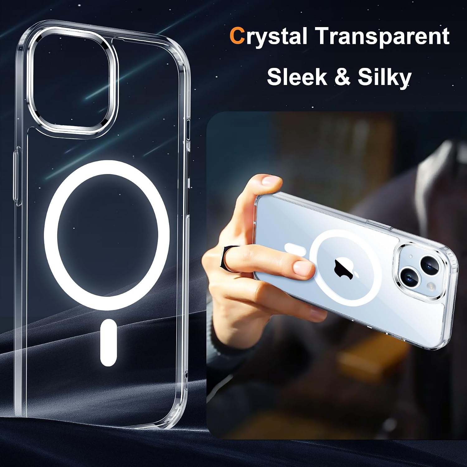 Detalle 2 de ORETECH JJCX-IP14-Clear iPhone 14 Case with MagSafe Ring and 2 Screen Protectors