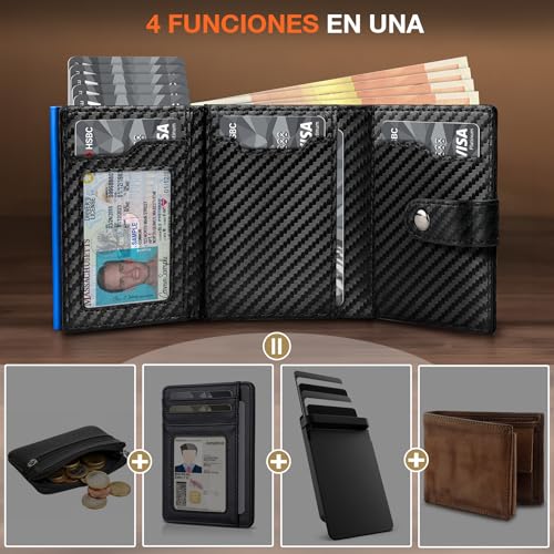 Detalle de TENBST Billetera para Hombre: diseño ultraplana, minimalista y funcional