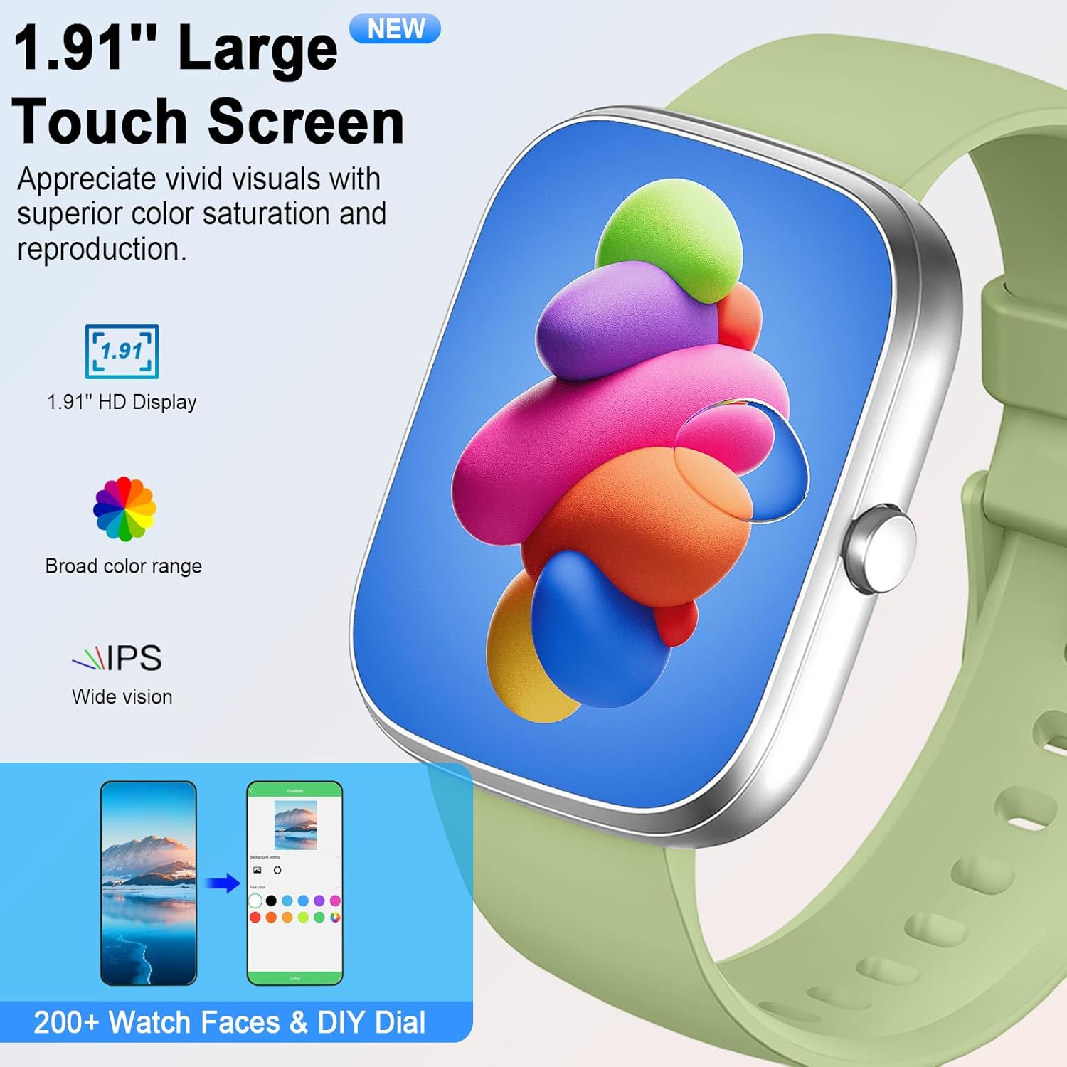 Detalle 2 de Jugeman Smart Watch (Answer/Make Calls) – 1.91" HD Touch Screen, 110+ Sport Modes and Bluetooth Calling