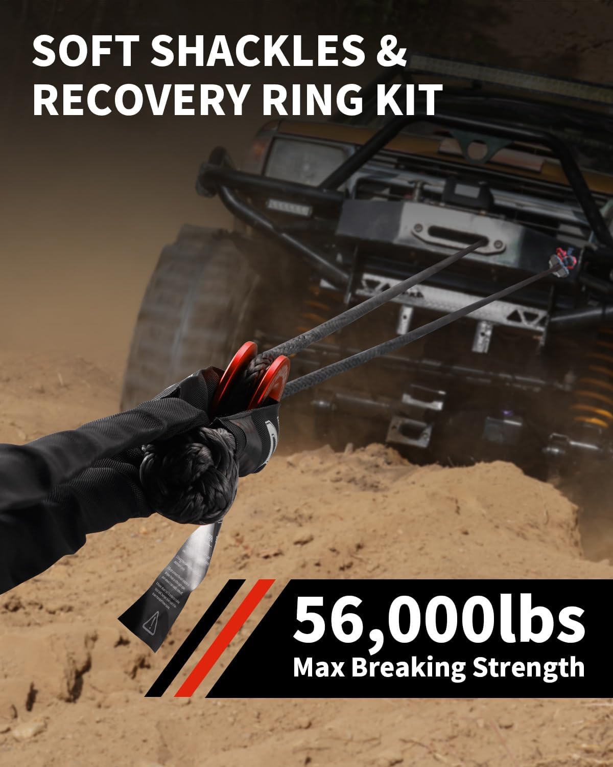 Thumbnail 1 de DAYDOOR 56,000 LBS Soft Shackle Recovery Kit (2-Pack) with 7075 Aluminum Snatch Ring