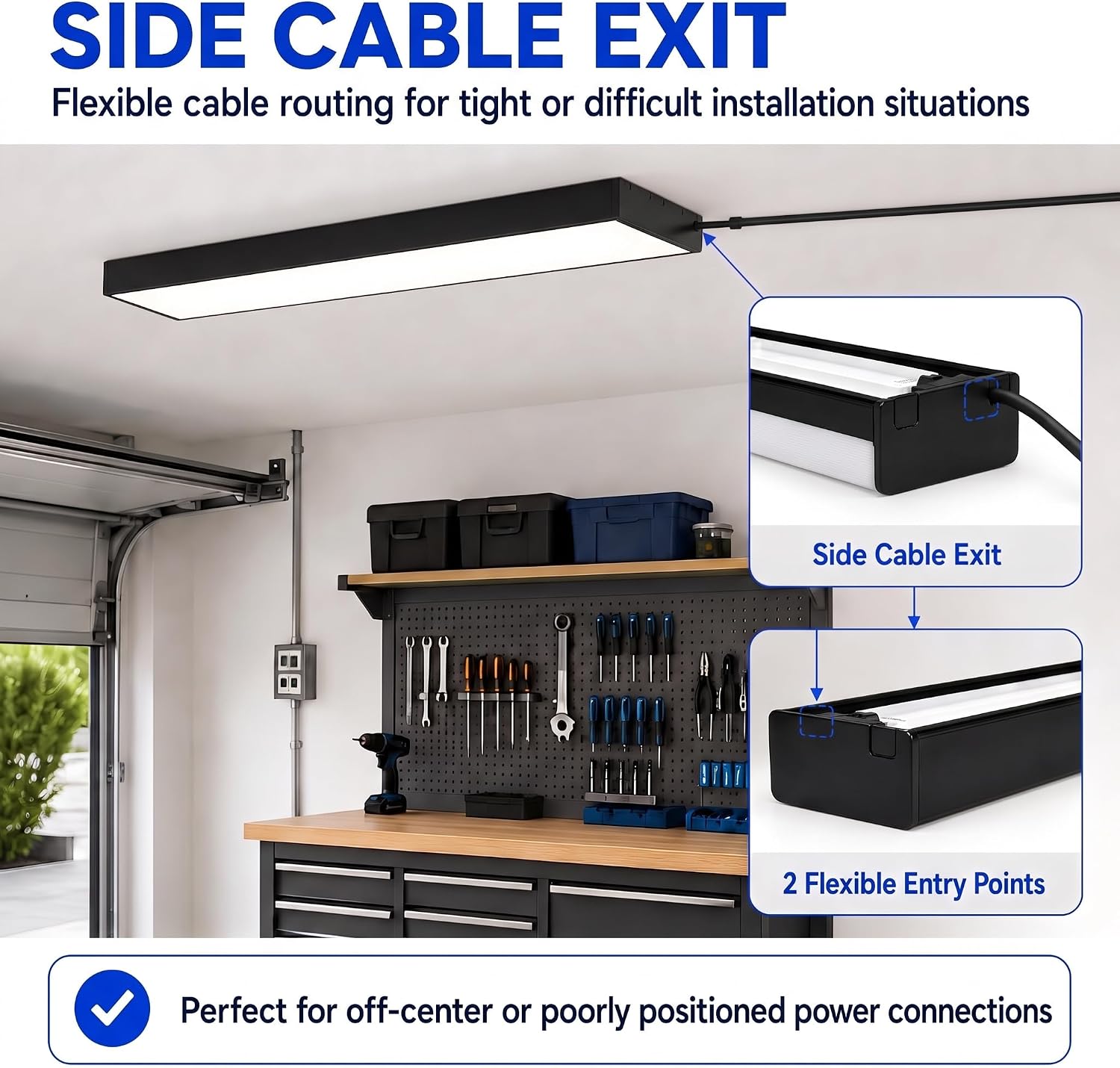 Thumbnail 6 de Full-Screen LED Batten Light 4ft/115cm (2-Pack) with UK Plug & On/Off Switch – Linkable, 33W, 3610lm, 3000K/4000K/6500K