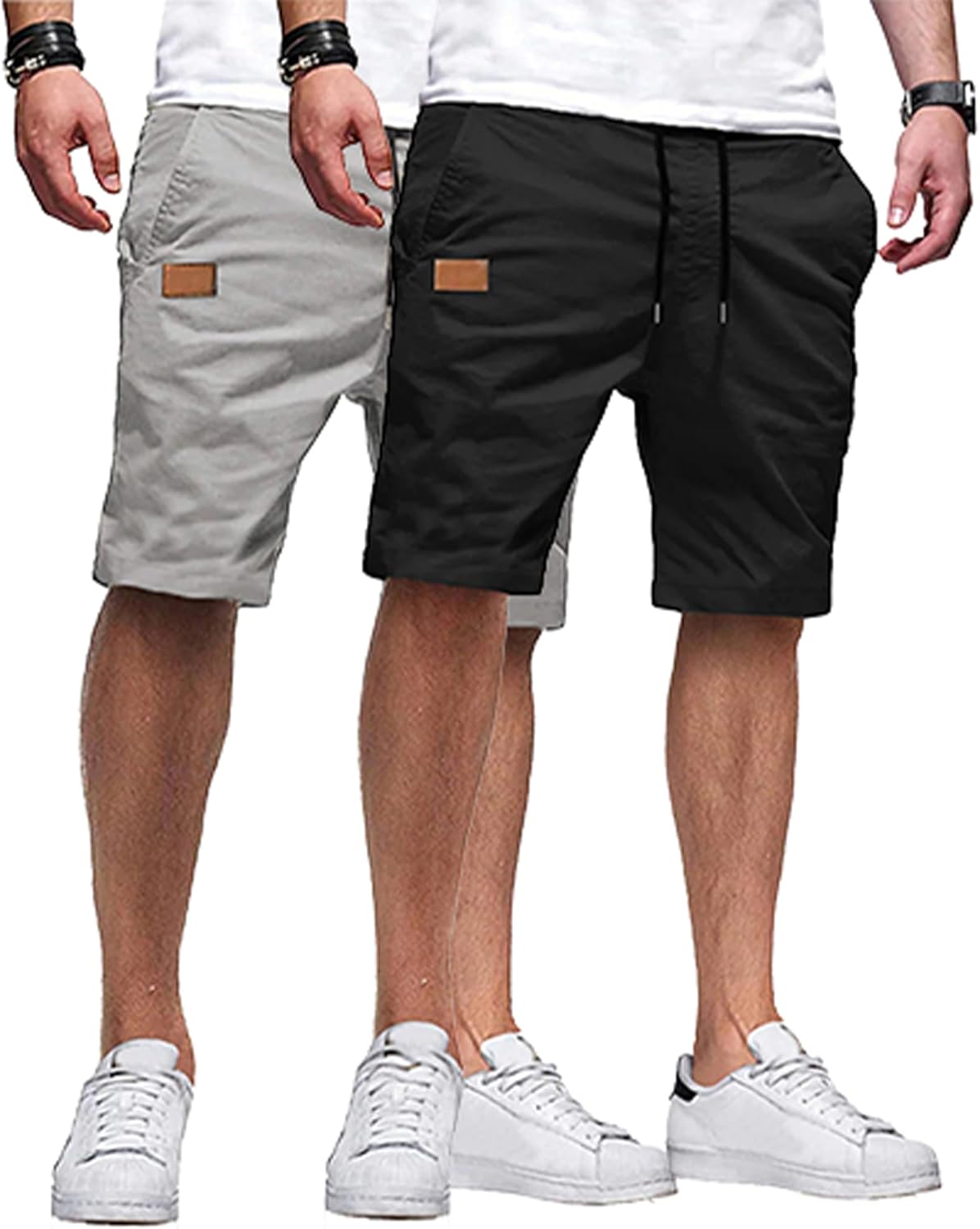 Thumbnail 5 de JMIERR Mens Casual Shorts - Cotton Drawstring Twill, Breathable Stretch for Golf & Everyday Wear