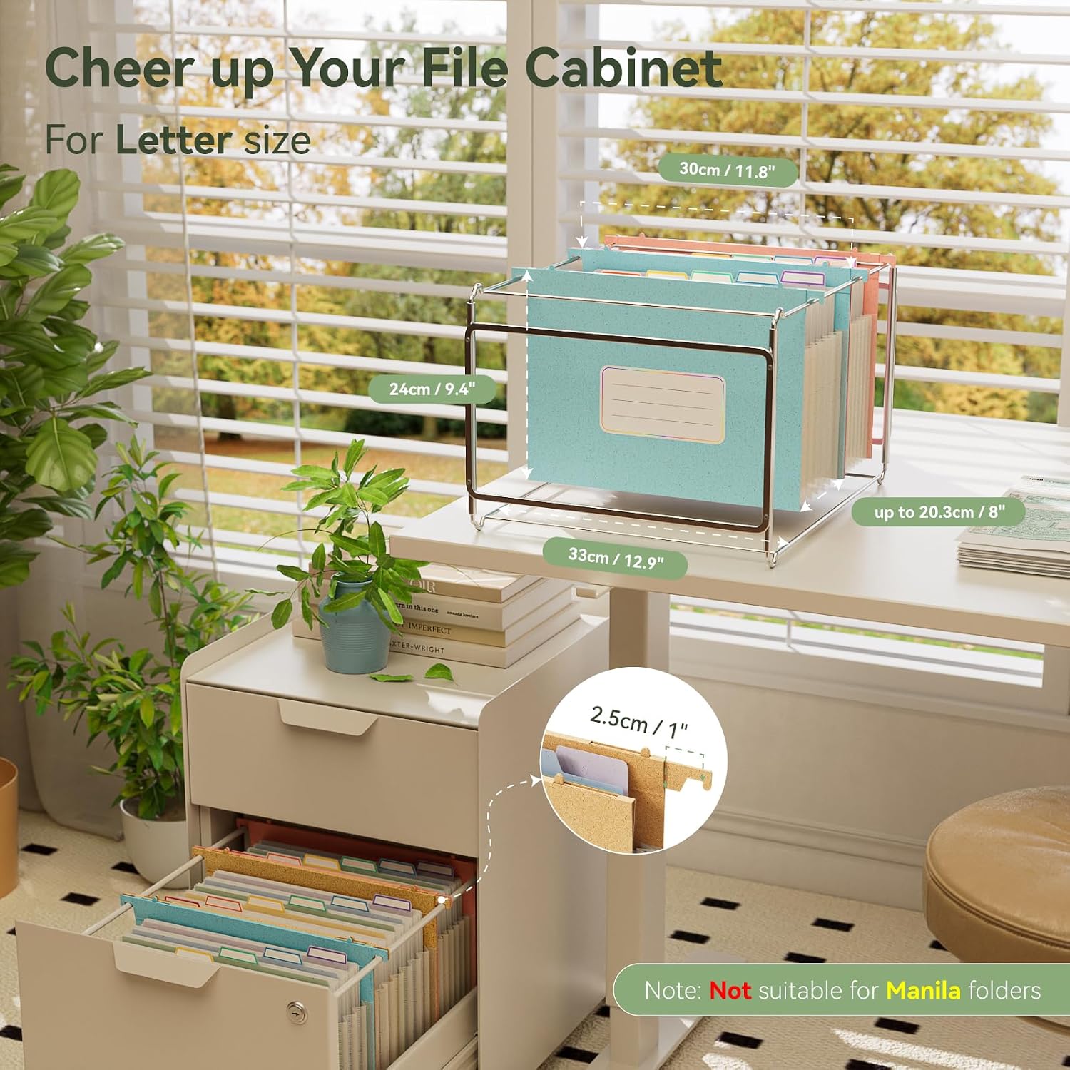 Detalle de EcoStash Letter-MHF-3set-PBY Wheat Straw Hanging File Folders, 3 Colors