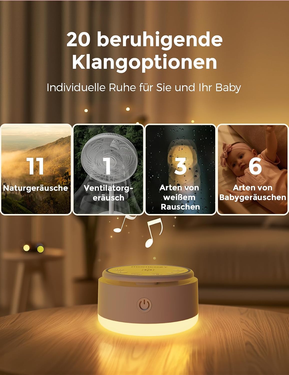 Detalle 2 de Momcozy Sound Machine 20 Soothing Sounds for Sleep
