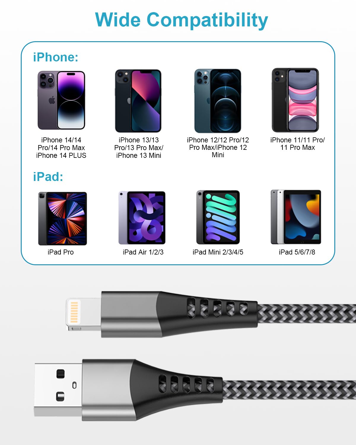 Thumbnail 6 de AINPOW iPhone Charger Cable 1M 2Pack