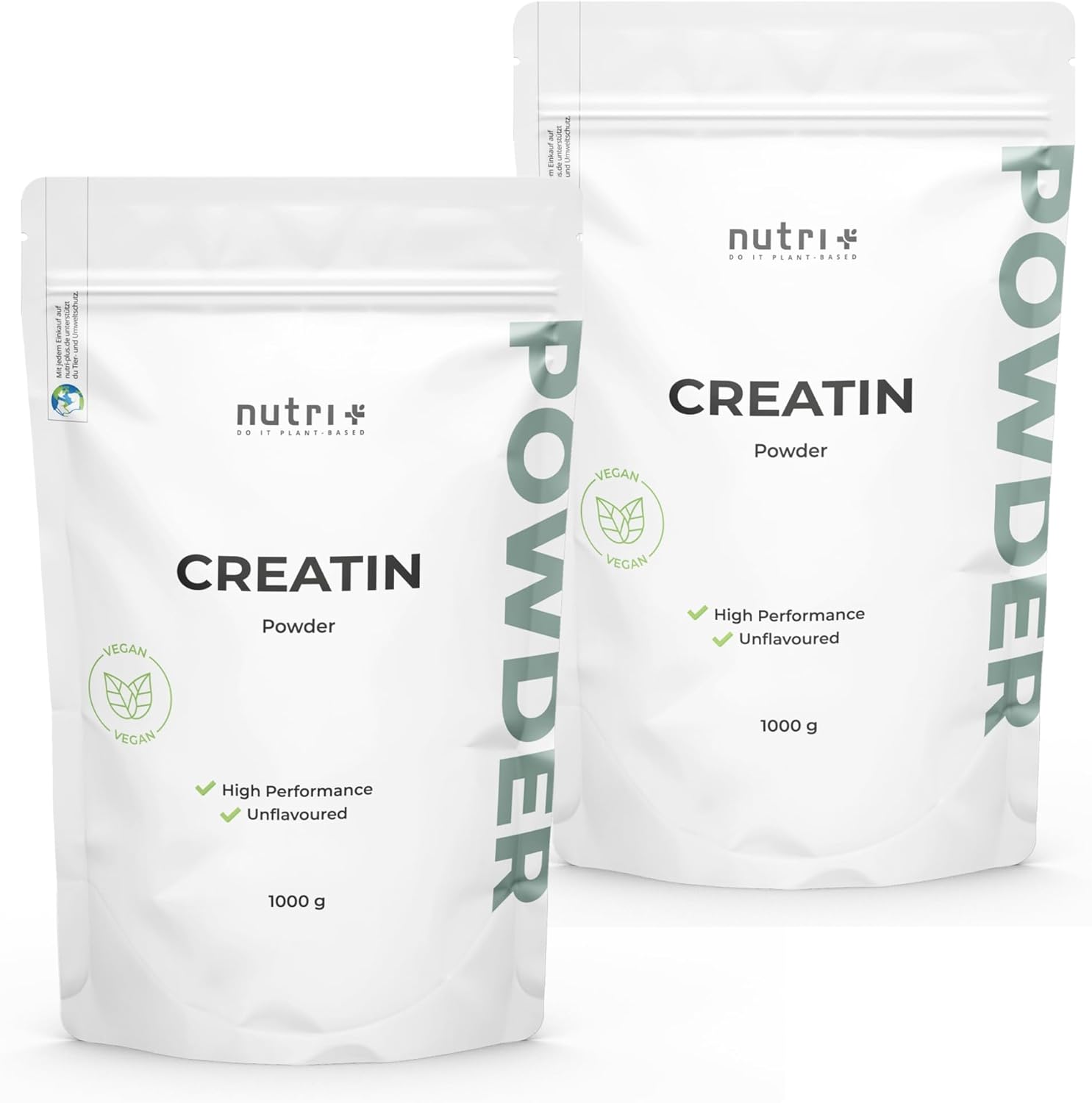 Detalle de Nutri + Creatin Monohydrat 1 kg – Mikronisiertes Kreatinmonohydrat, vegan, Made in Germany