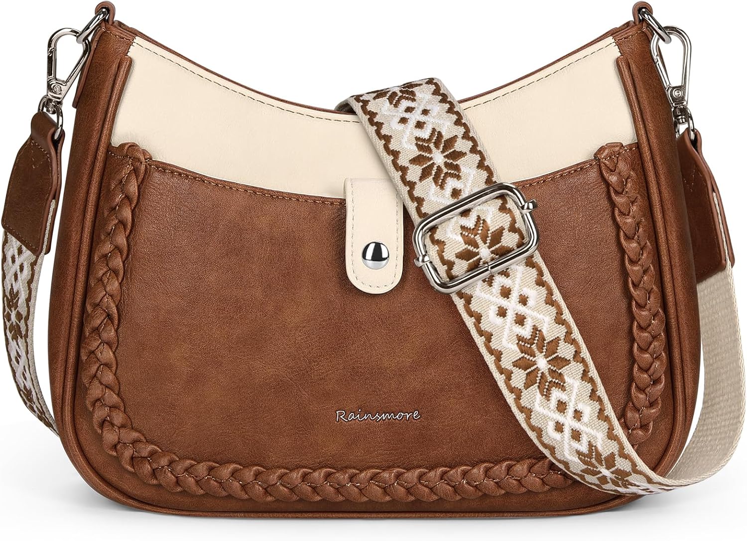 Thumbnail 6 de RAINSMORE Umhängetasche Damen mittelgroß (27×8×19 cm) mit breiten Schultergurten und 5 Fächern