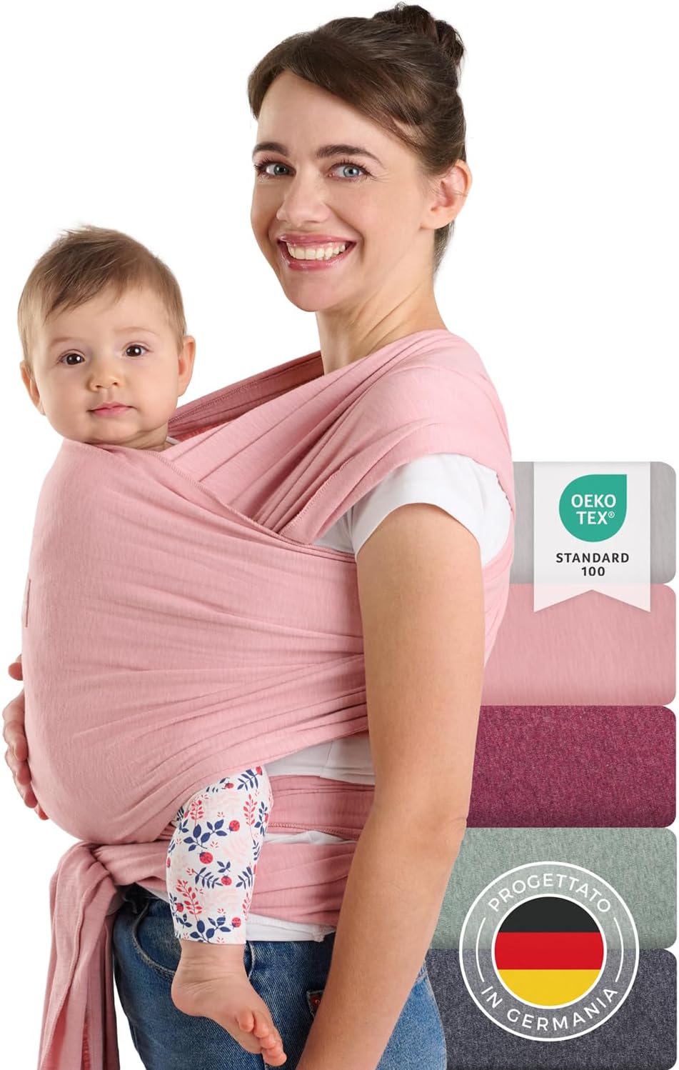 Laleni Fascia Neonato fine fino a 15 kg in morbido cotone elastico certificata OEKO-TEX, lunghezza 5,10 m