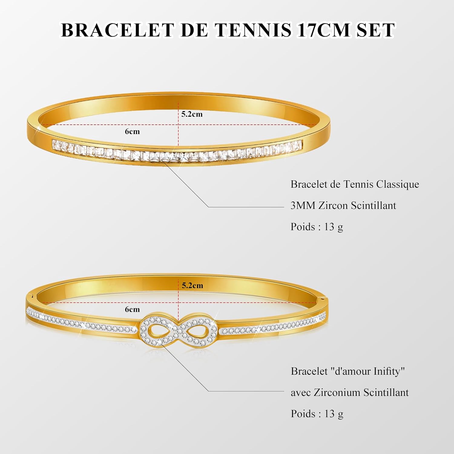 Thumbnail 4 de VNOX Armband Damen Tennisarmband 17 cm