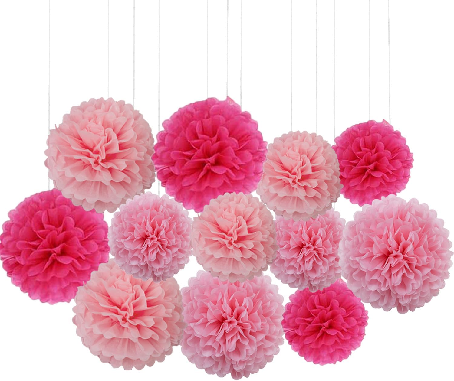 Detalle de Ainmto 12 Stück Seidenpapier-Pompons blau und grün (dunkelblau/blau/grün) für Partydeko