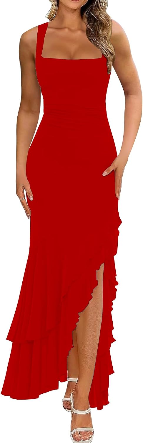 Thumbnail 6 de BORIFLORS Women's Elegant Bodycon Ruched Maxi Cocktail Dress