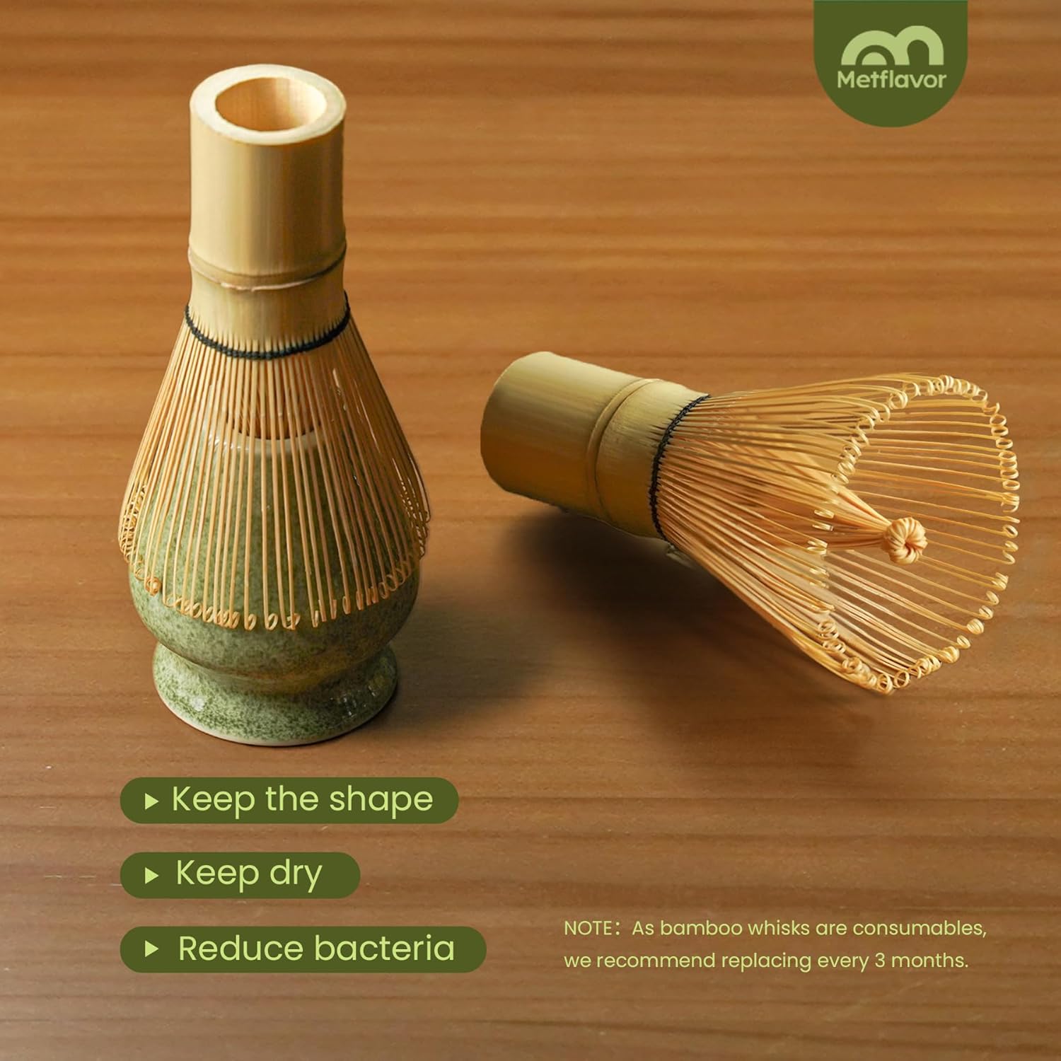 Thumbnail 5 de Metflavor Matcha Whisk Set (Ceramic Bowl Kit) with Bamboo Chasen, Sifter, Scoop & Holder — 5-Piece Matcha Set