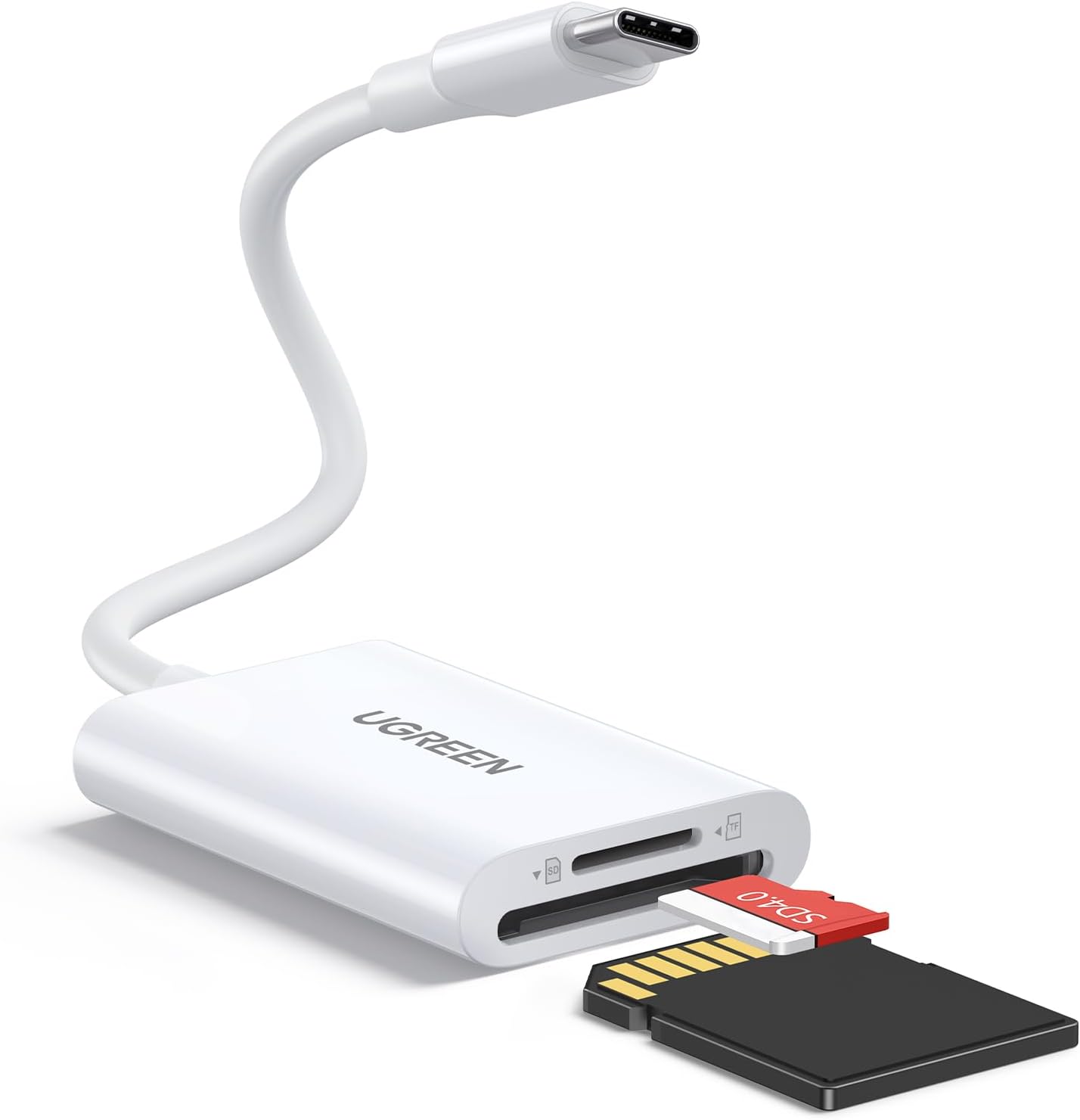 UGREEN Lettore di Schede USB-C SD/TF (OTG) con supporto Micro SD e doppio slot, Bianco