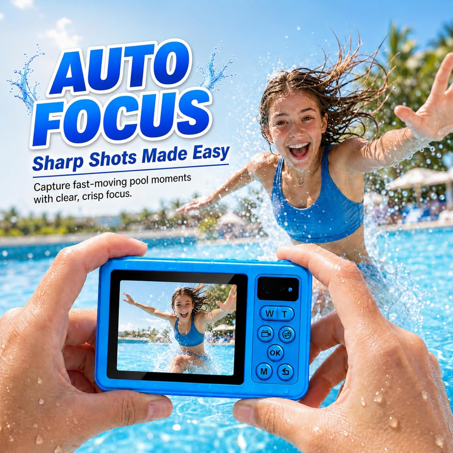 Detalle 2 de Maxmango D70 Unterwasserkamera – 4K, 48 MP, 3 m Wasserdicht, Dual-Screen, 18x Zoom, 16 GB
