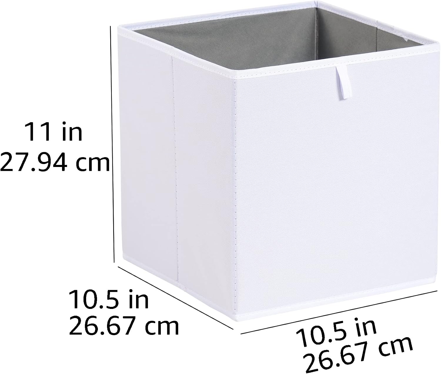 Detalle de Amazon Basics zusammenklappbare Aufbewahrungswürfel aus Stoff – 6er-Pack, Weiß, 26,7 × 26,7 × 28 cm