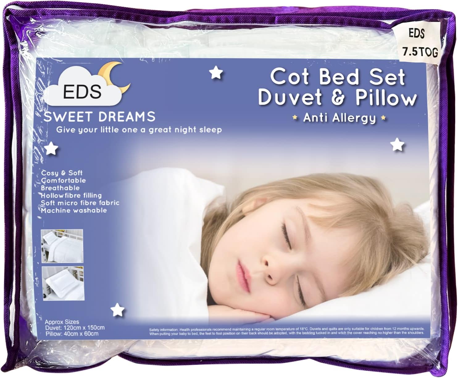 Detalle de EDS Baby Cot Bed Duvet 7.5 Tog anti-allergy cot bedding