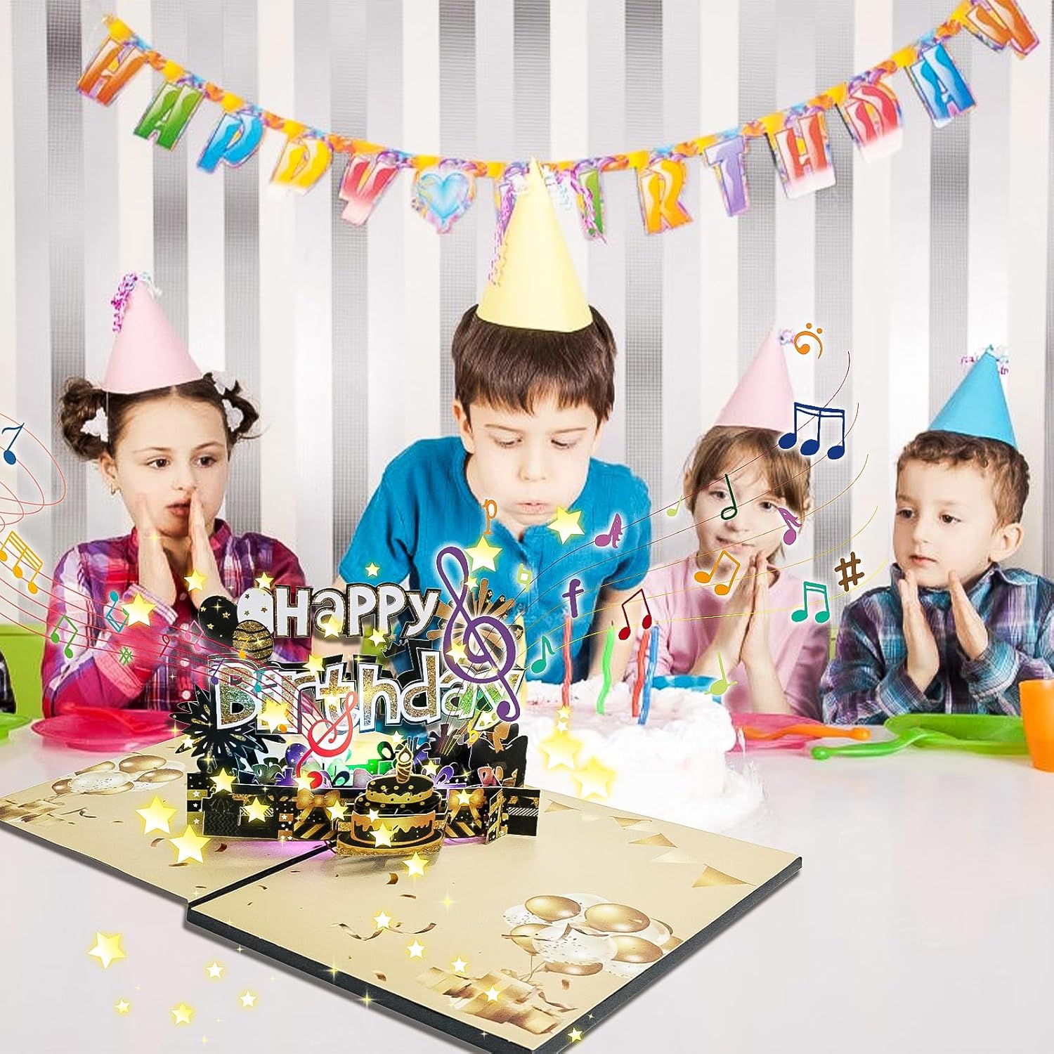 Thumbnail 4 de Joycabin musikalische Geburtstagskarte mit Licht & 3D-Pop-up „Happy Birthday“ (inkl. Umschlag)