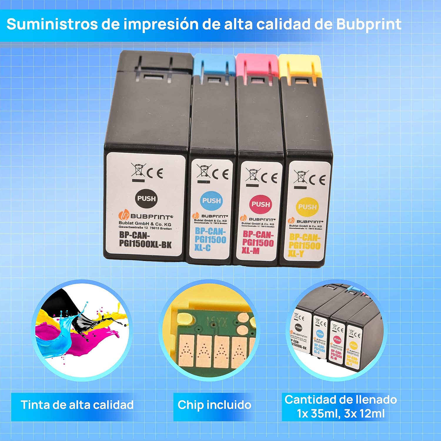 Detalle de Bubprint 4 Cartuchos Compatibles para Canon Maxify 🖨