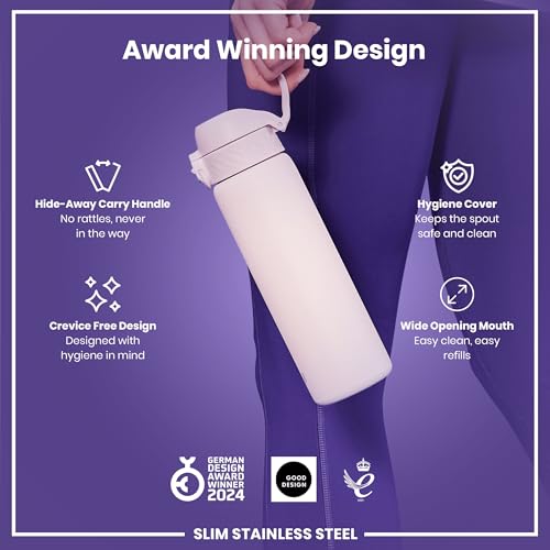 Detalle de Ion8 Lightweight Steel Water Bottle 600 ml / 20 oz (Lilac Dusk) – Non-Insulated, Leak-Proof & Dishwasher Safe