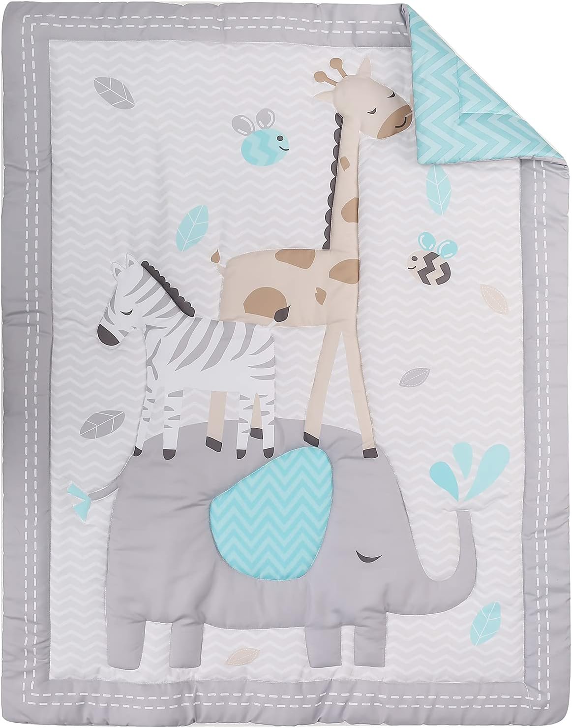 Thumbnail 1 de TEALP Baby Toddler Blanket Quilt Cot Comforter 84x107 cm – Giraffe & Elephant