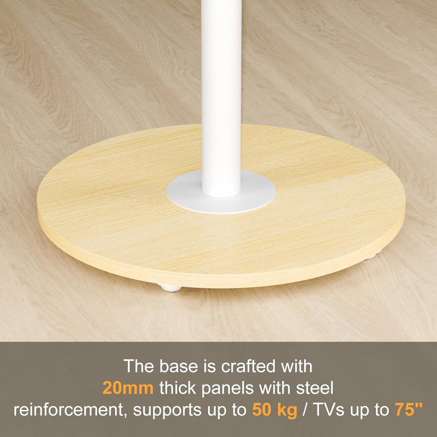 Detalle 2 de unho TV Standfuss Höhenverstellbar – Stabiler Mobilständer für 40–75 Zoll, VESA 600x400, max. 50 kg, Weiß