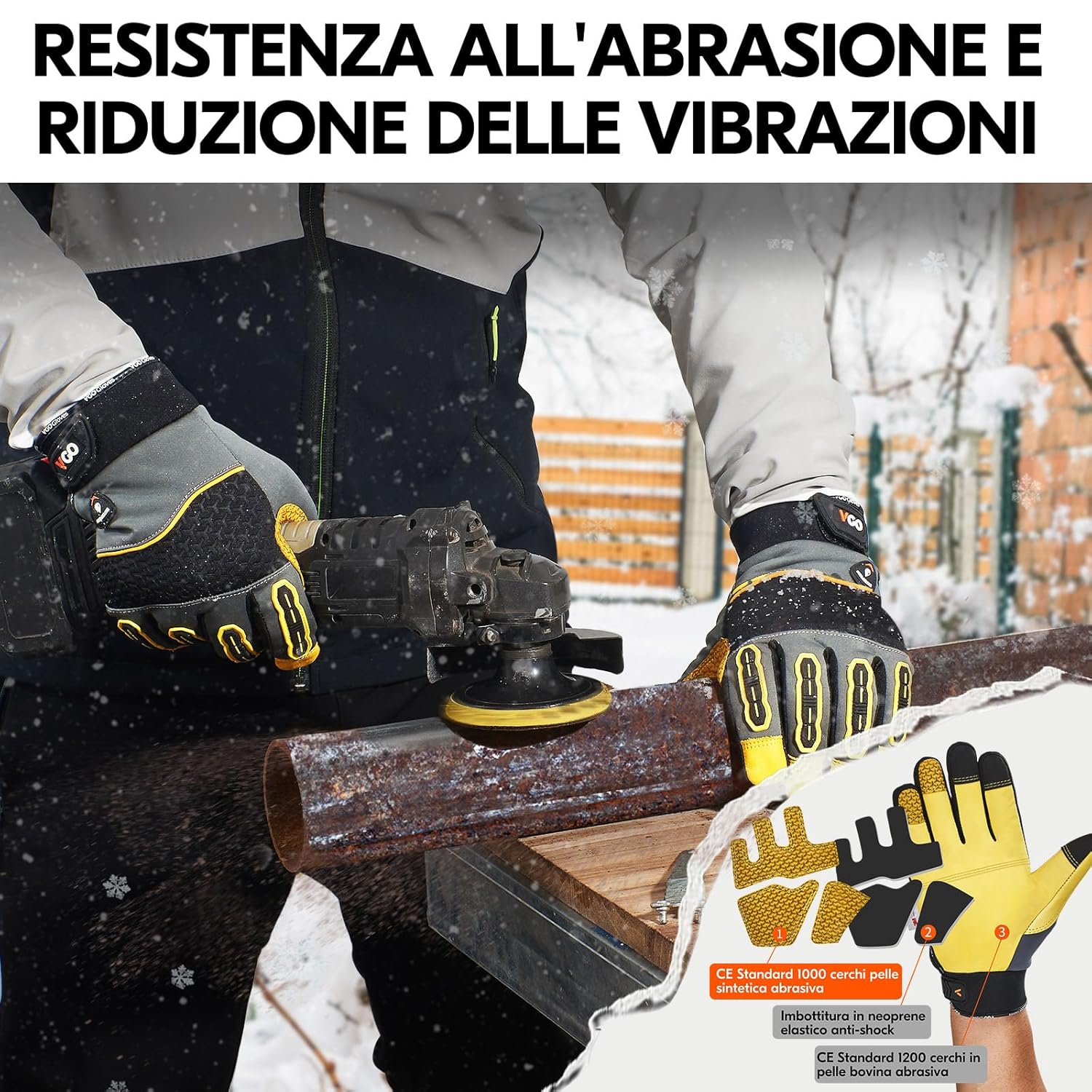 Thumbnail 3 de Vgo... Guanti da lavoro invernali impermeabili antivibrazione uomo XL (1 paio)