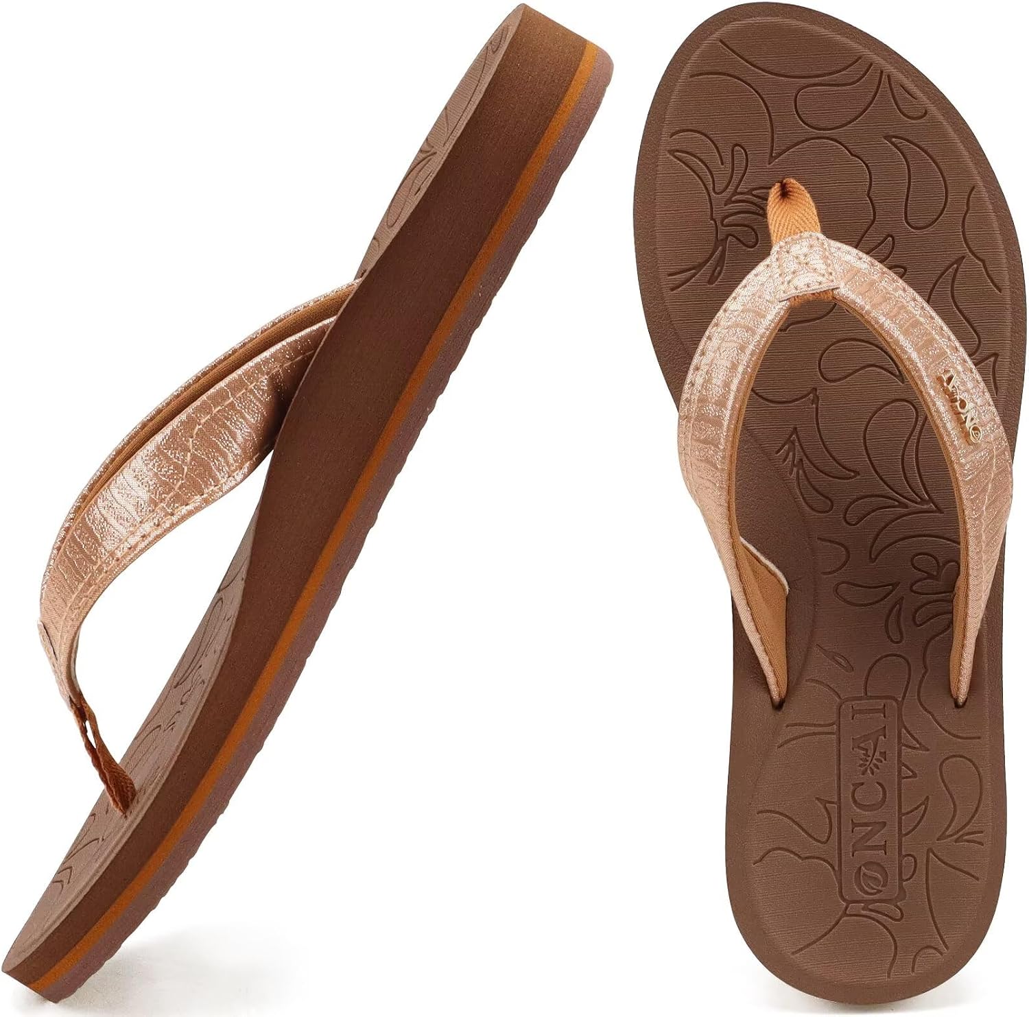 Detalle de ONCAI Flip Flops Womens Yoga Mat Comfortable Beach Platform Sandals with Arch Support