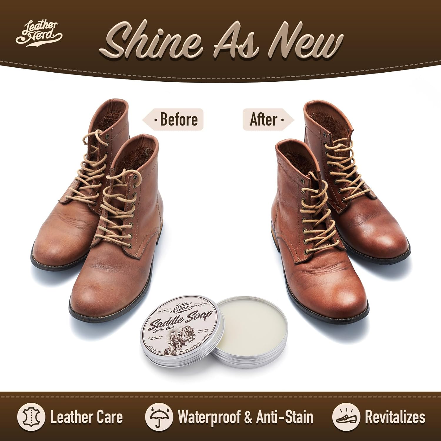 Thumbnail 2 de Leather Nerd Saddle Soap for Leather Cleaner Conditioner (4.23 oz) with Sponge