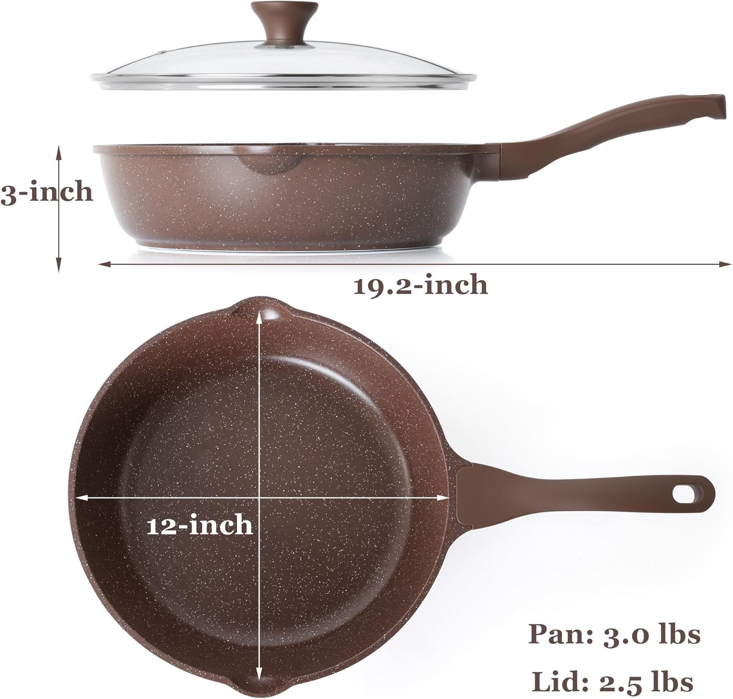 Detalle 2 de SENSARTE Nonstick Deep Frying Pan Skillet (12-inch) with Lid, Stay-Cool Handle, Induction Compatible