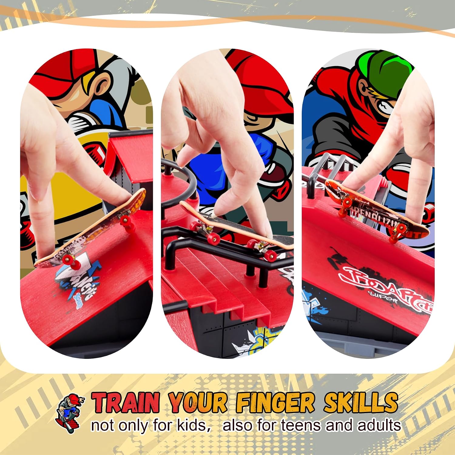 Detalle de CS COSDDI Finger Skateboard Park Set, 6-in-1