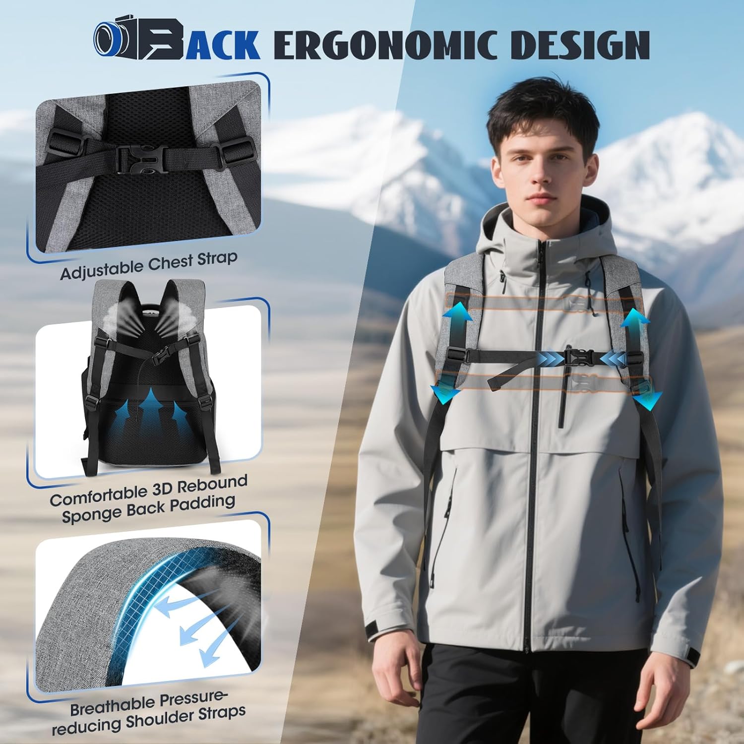 Detalle 2 de RAINSMORE DSLR camera bag with 14 inch laptop