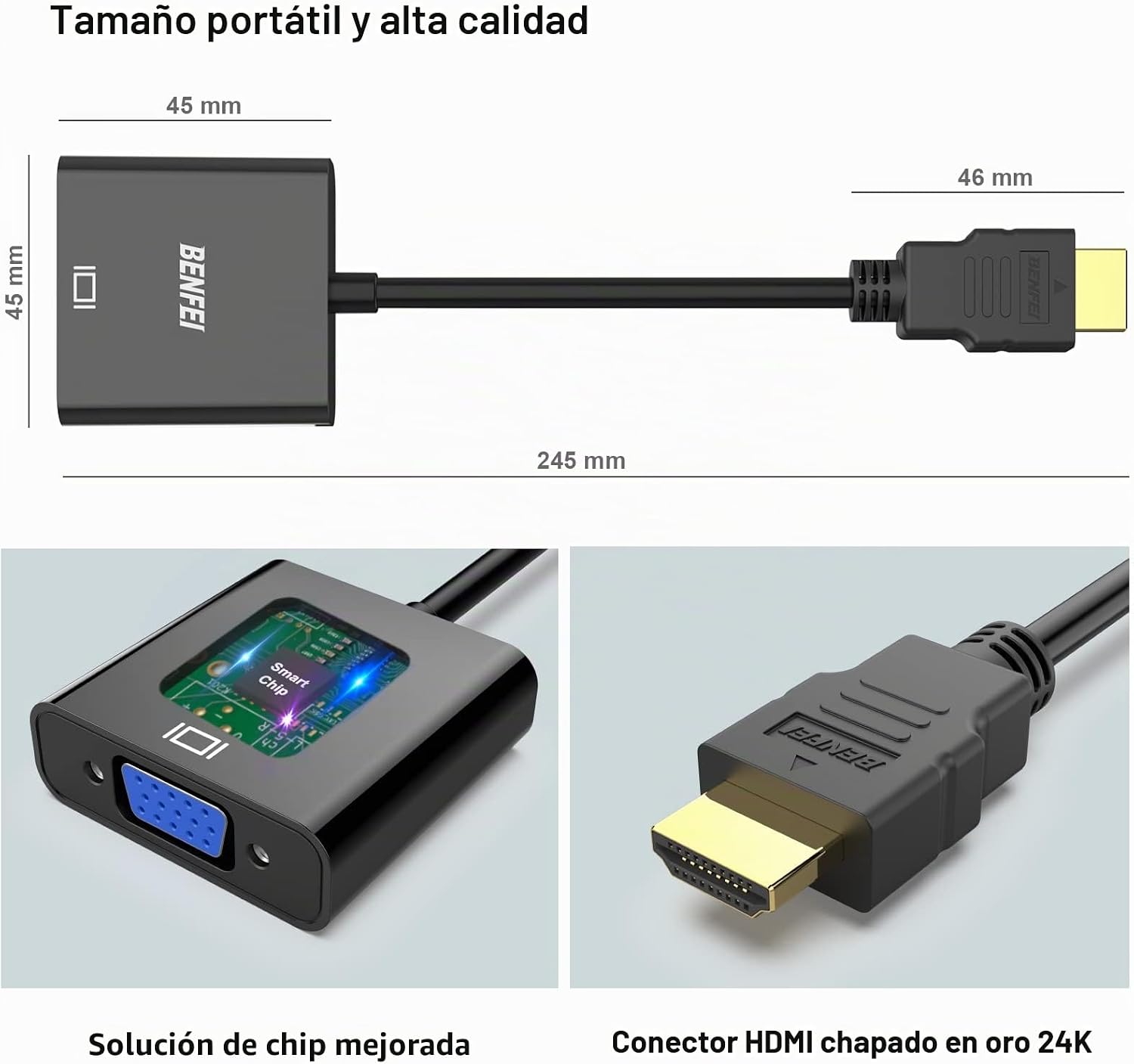 Thumbnail 5 de BENFEI Adaptador HDMI a VGA 1080P para PC y TV