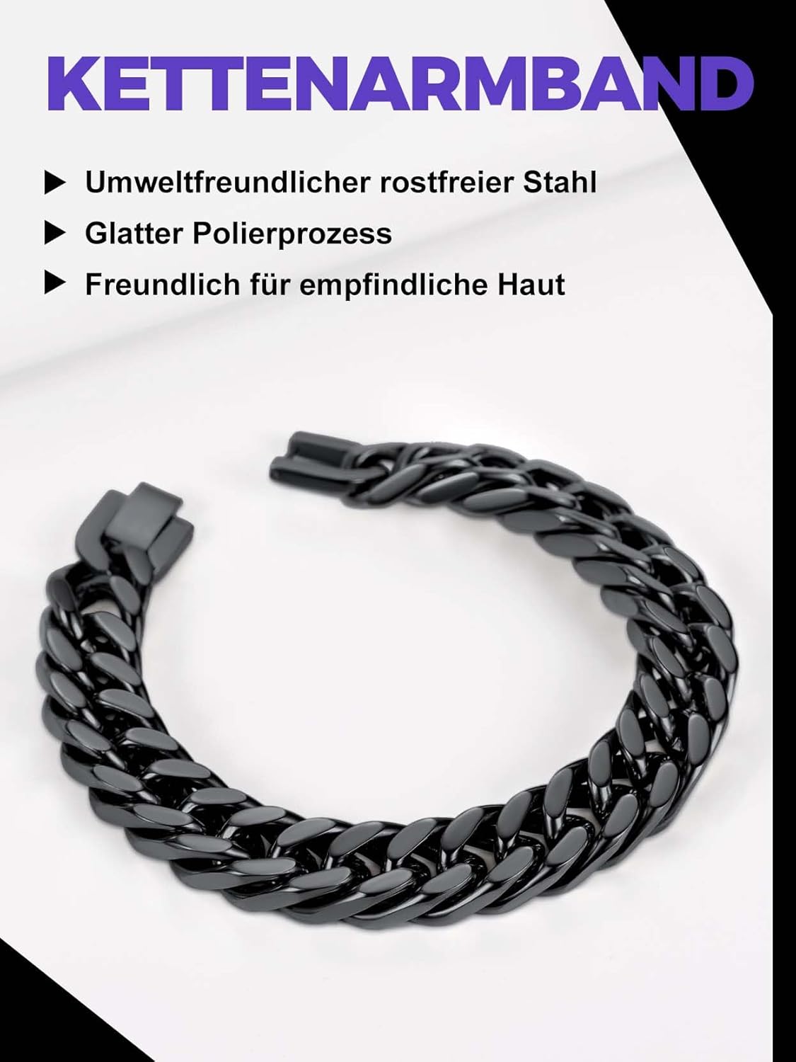 Thumbnail 4 de Richsteel Armband Herren Edelstahl – 8/12/17 mm Breite, 19–23 cm Länge, Silber/Gold/Schwarz