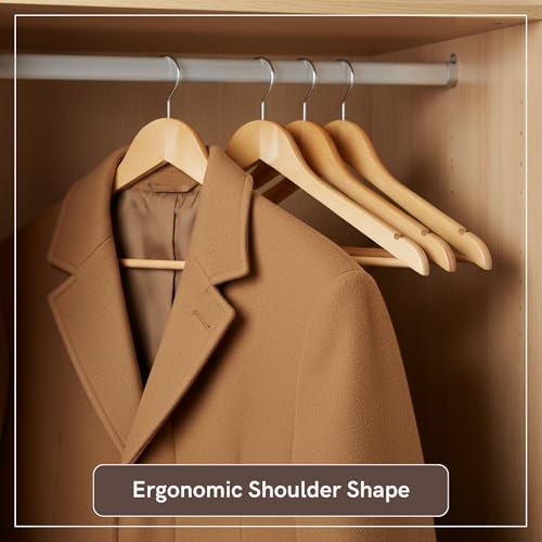 Thumbnail 4 de Straame Home Brown Wooden Coat Hangers (Pack of 20) with Non-Slip Trouser Bar and Extra Smooth Finish