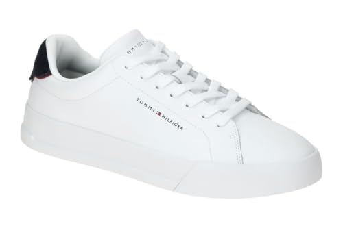 Detalle de Tommy Hilfiger Baskets Homme Detail Essential en Cuir — Blanc / Desert Sky, Taille 43