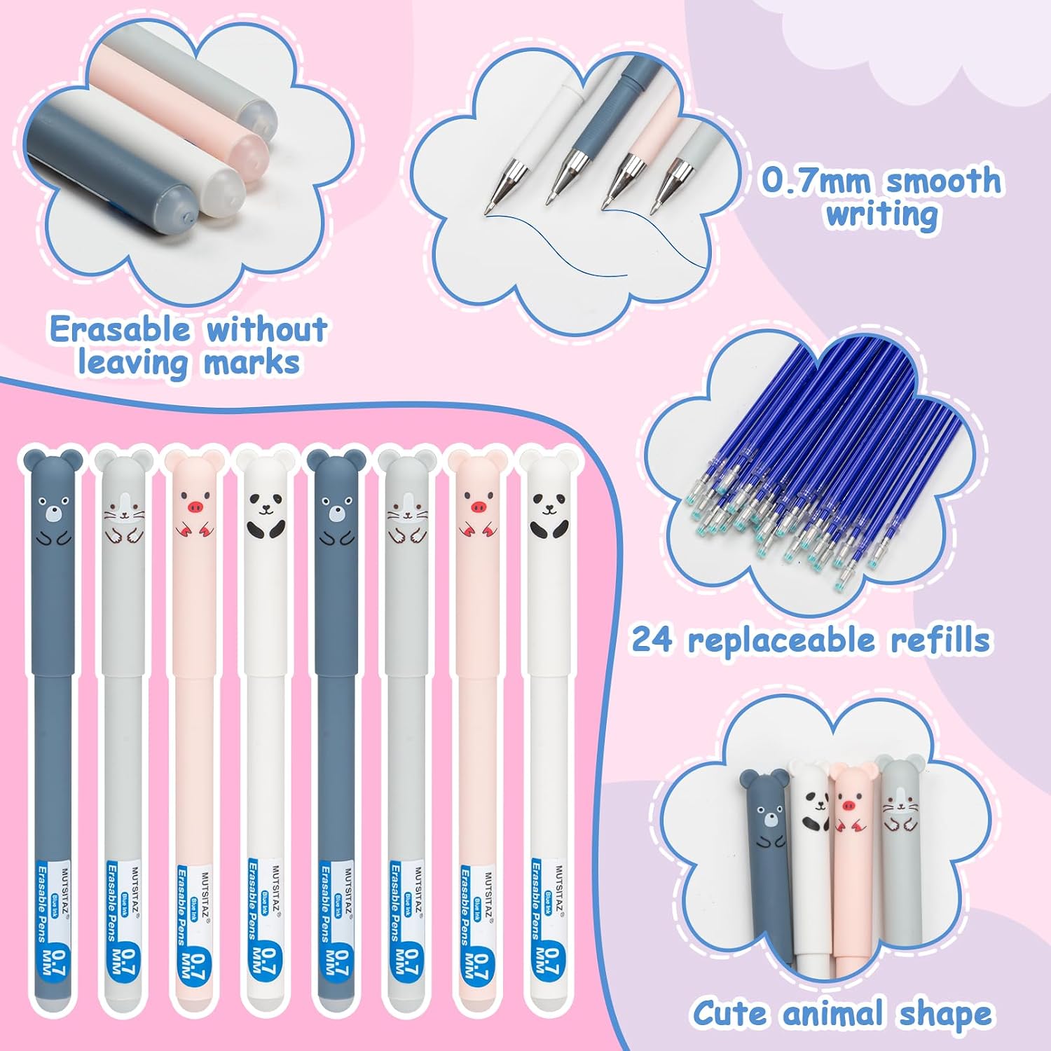 Thumbnail 5 de Mutsitaz Erasable Pens 0.7mm 8pcs
