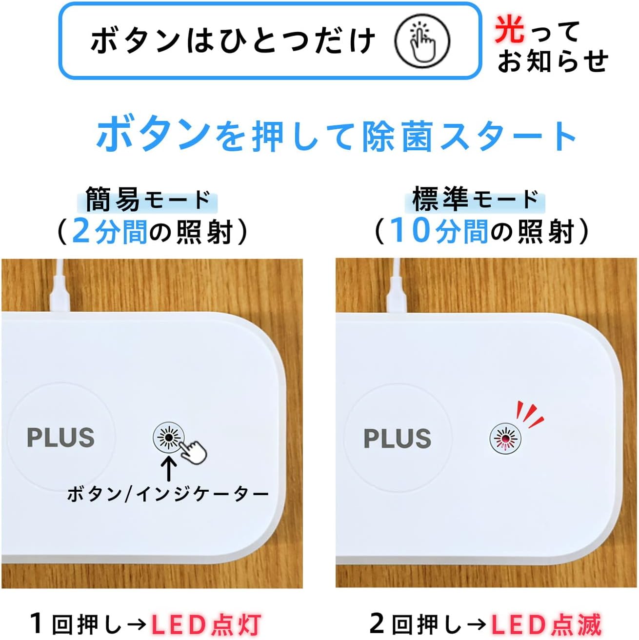 Detalle de プラス USC-101WH UV除菌ケース ホワイト、UV-C・2分/10分モード・自動停止機能