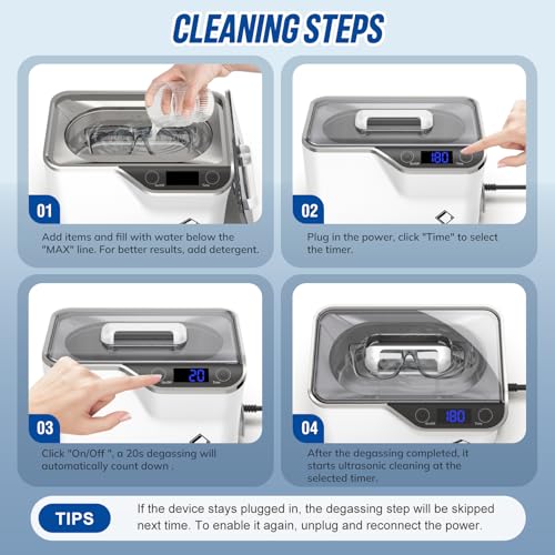 Thumbnail 6 de LifeBasis CDS-100 Ultrasonic Cleaner: 600ML Jewellery Cleaner with 48KHz Power for Jewellery, Glass, Watches and More