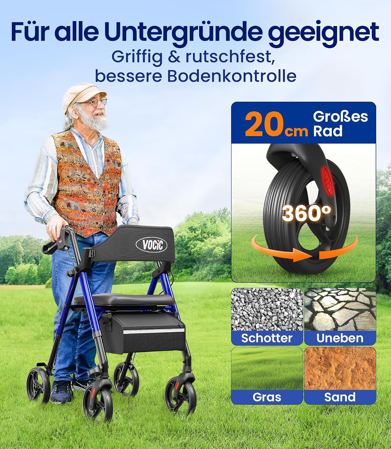 Thumbnail 3 de VOCIC Rollator faltbar mit Sitz 8,8 kg