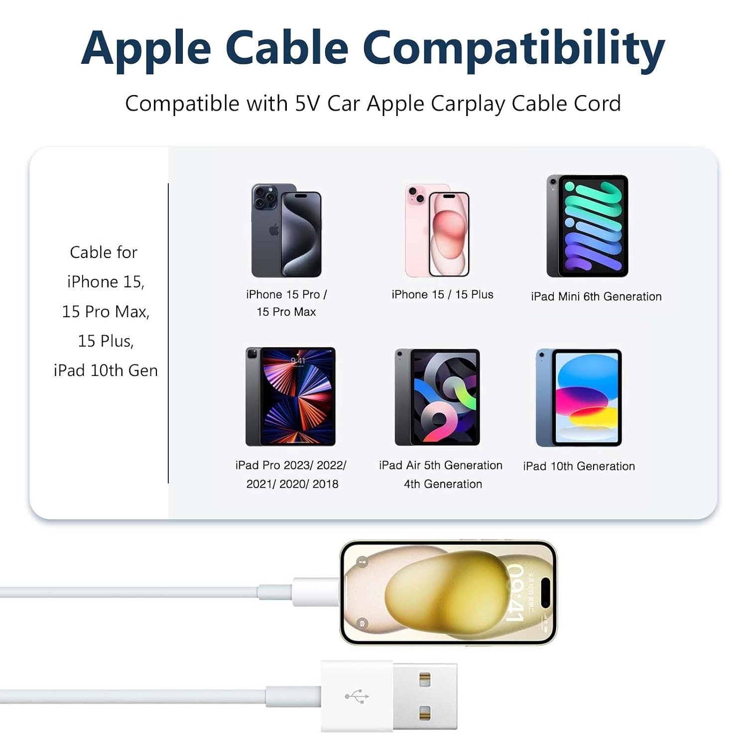 Detalle 2 de AHDFWI 10FT USB‑A to USB‑C Fast Charging Cable