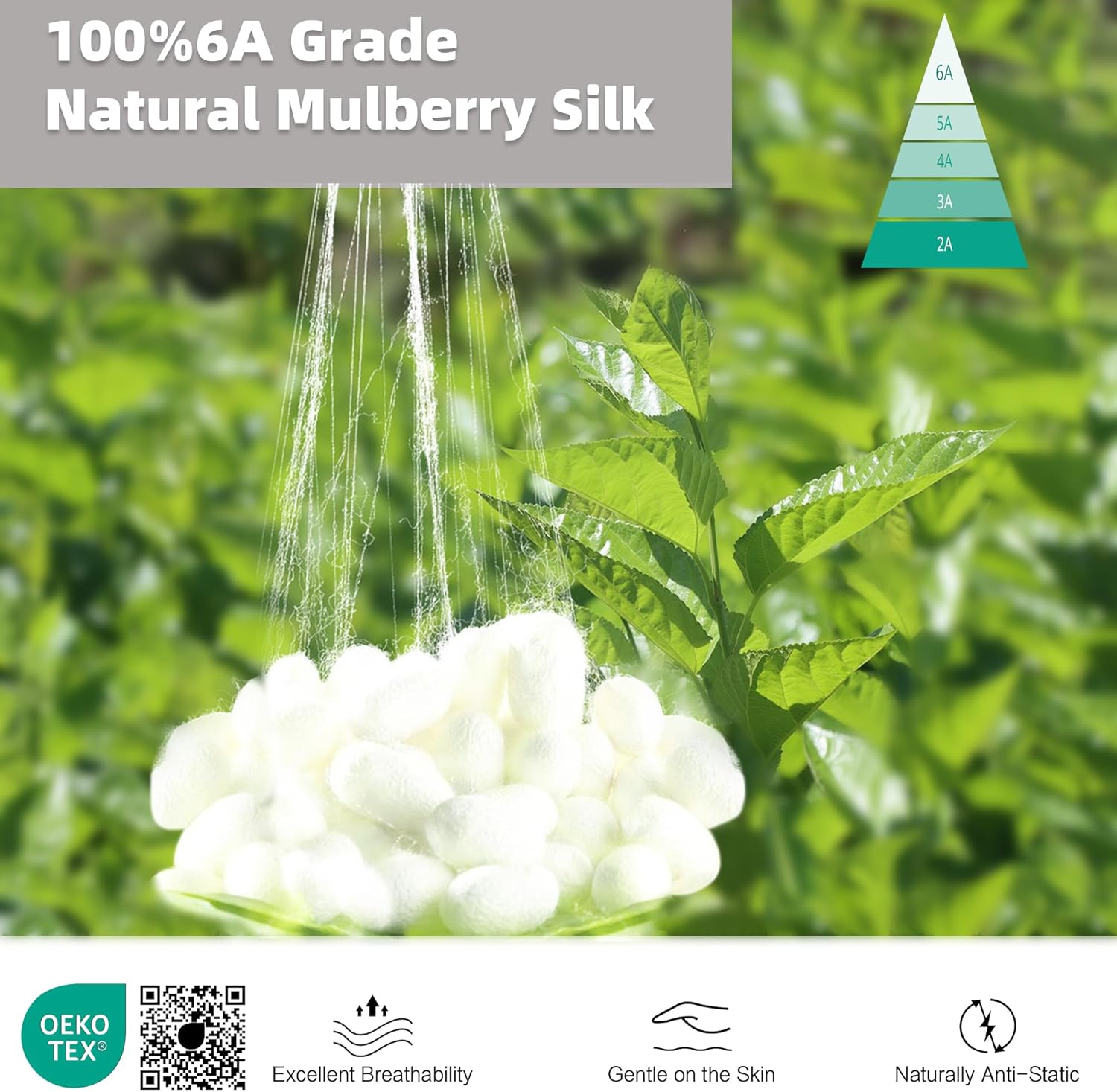 Thumbnail 1 de townssilk Kissenbezug aus 100% Maulbeerseide (19mm, 6A-Grad) 50x65 cm, Darkgrey – beidseitig