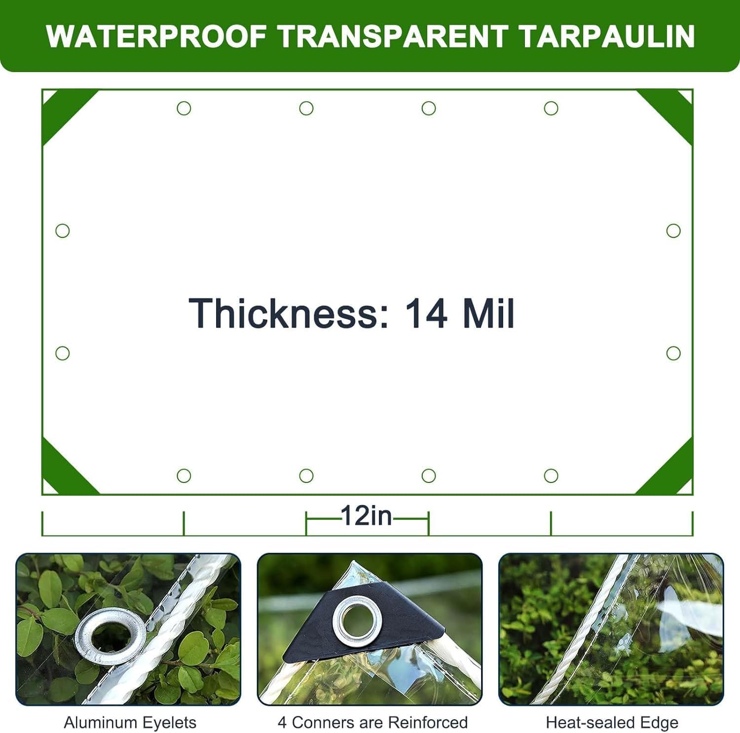 Thumbnail 2 de Clear Tarp 8x20ft Heavy Duty PVC Tarp 🏕