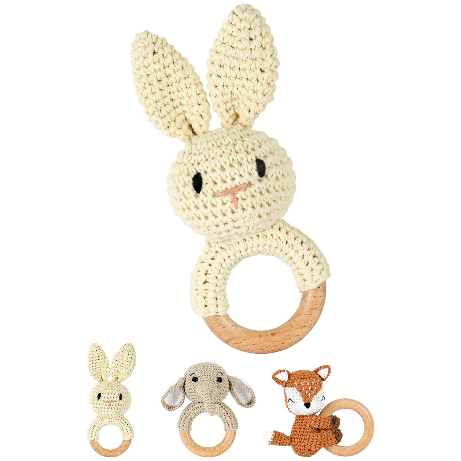 Detalle de OFFCUP Babyrassel Gehäkelter Greifling Hase