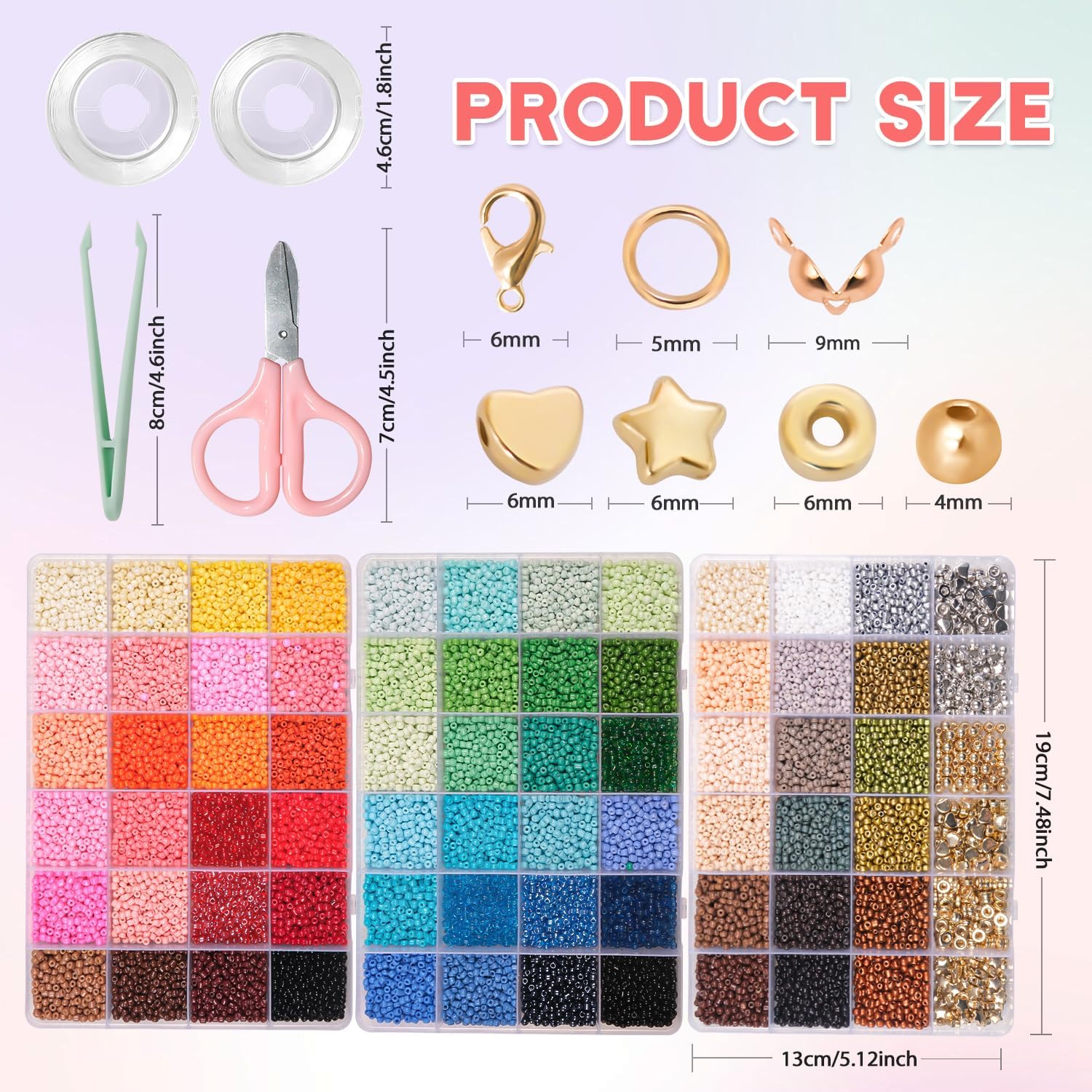 Detalle 1 de JHWELRG 36500 Perlen Set 72 Farben
