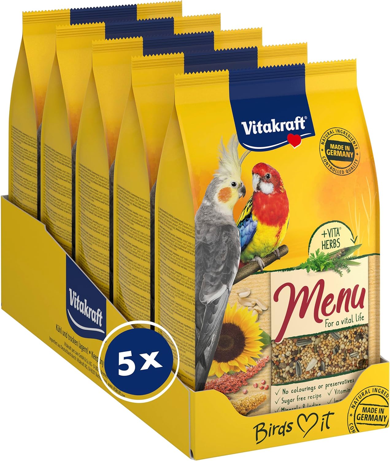 Vitakraft Menu – Aliment complet pour grandes perruches (5 x 1 kg)
